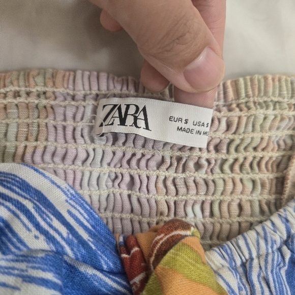 Zara Linen Fiesta Tropical Crop Top Size S Summer Beach Festival - Picture 9 of 13